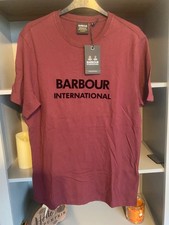 Image of Mens Brand New Size Small Burgundy Tailored fit Barbour Tshirt