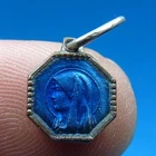 1800s ENAMEL IMMACULATE CONCEPTION & LOURDES VIRGIN ANTIQUE RELIGIOUS MEDAL