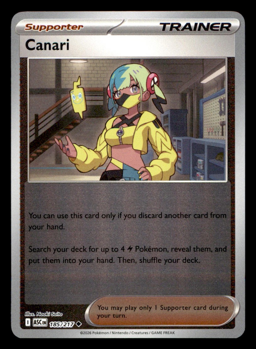 Canari 185/217 Uncommon Ascended Heroes Pokemon Reverse Holo Near Mint
