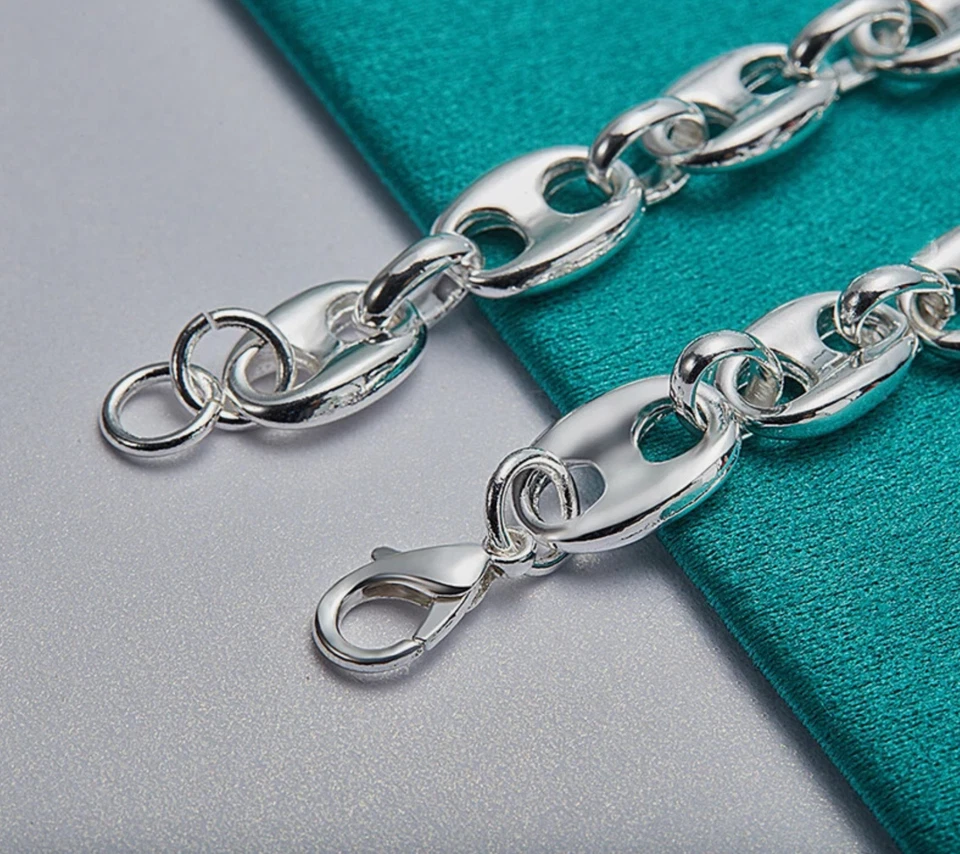 ¡Nuevo! Brazalete de 8 mm con diseño inspirado en plata de ley .925 cadena de eslabones clásicos de 8 pulgadas Foto 3 de 4