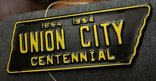 1954 "TENNESSEE UNION CITY CENTENNIAL" LICENSE PLATE , ALL ORIGINAL (RARE FIND)
