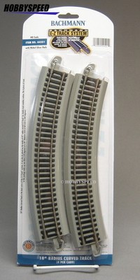BACHMANN E-Z TRACK HO 18'' RADIUS CURVES (4) nickel silver roadbed BAC44501 NEW