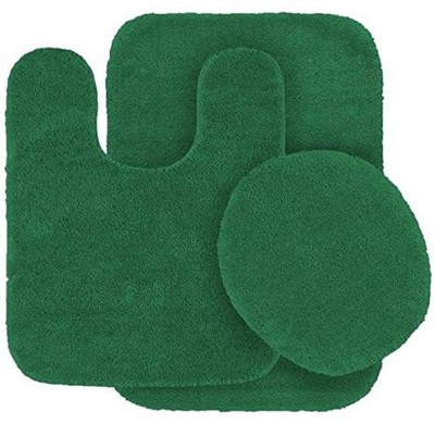 Fancy Linen 3pc Solid Non-Slip Bath Mat Set Bathroom U-Shaped Hunter Green