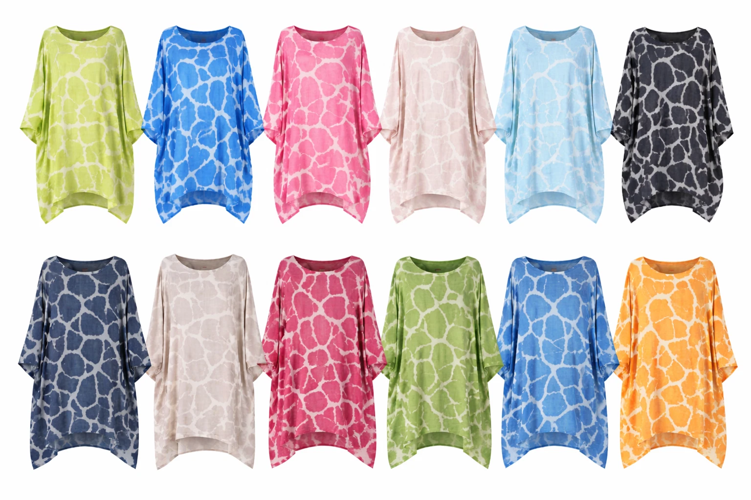 Ladies Made in Italy Animal Print Tunic Top Batwing Oversized Plus Size 16-32