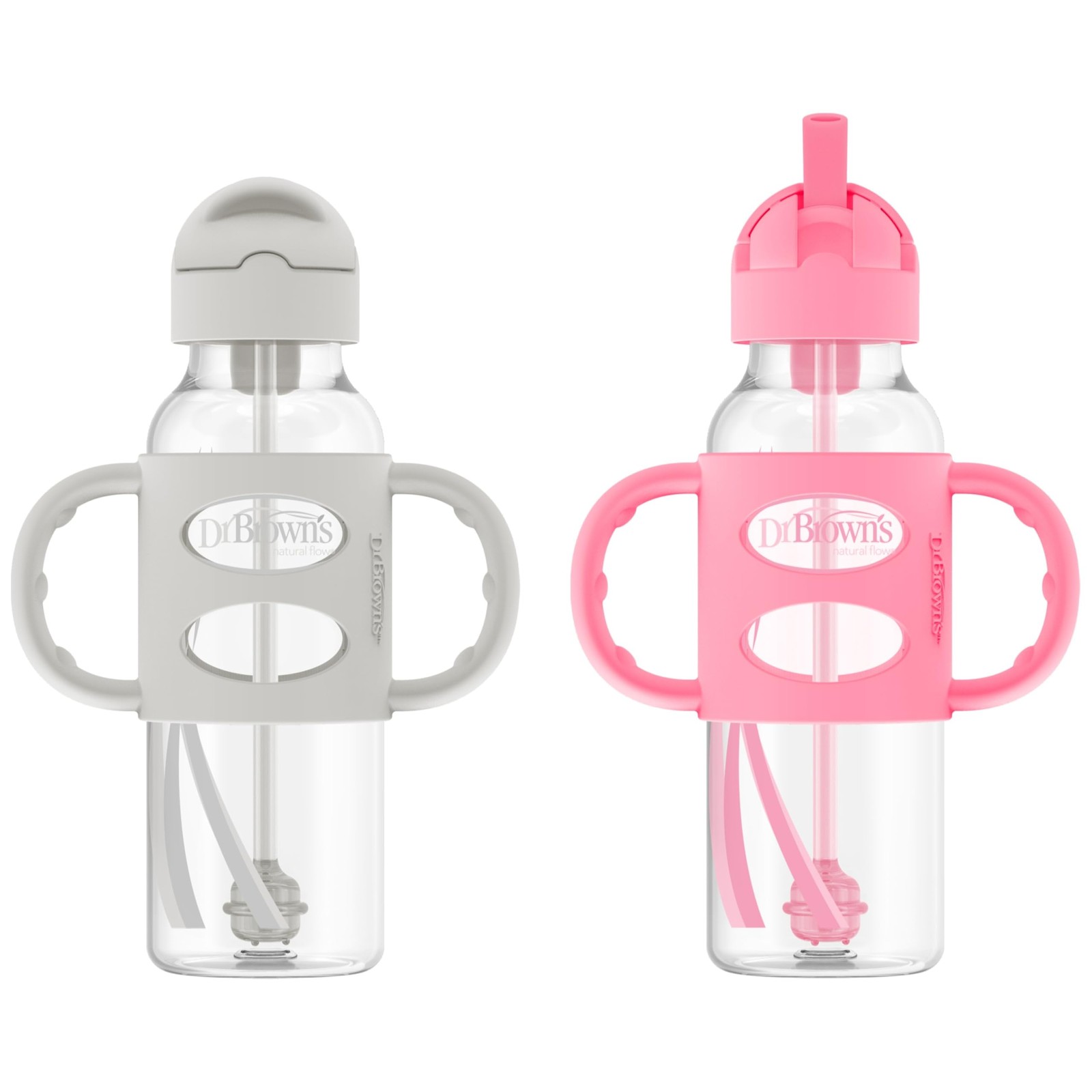 Dr. Brown's Milestones Narrow Sippy Straw Bottle, Spill-Proof with 100% Silicone