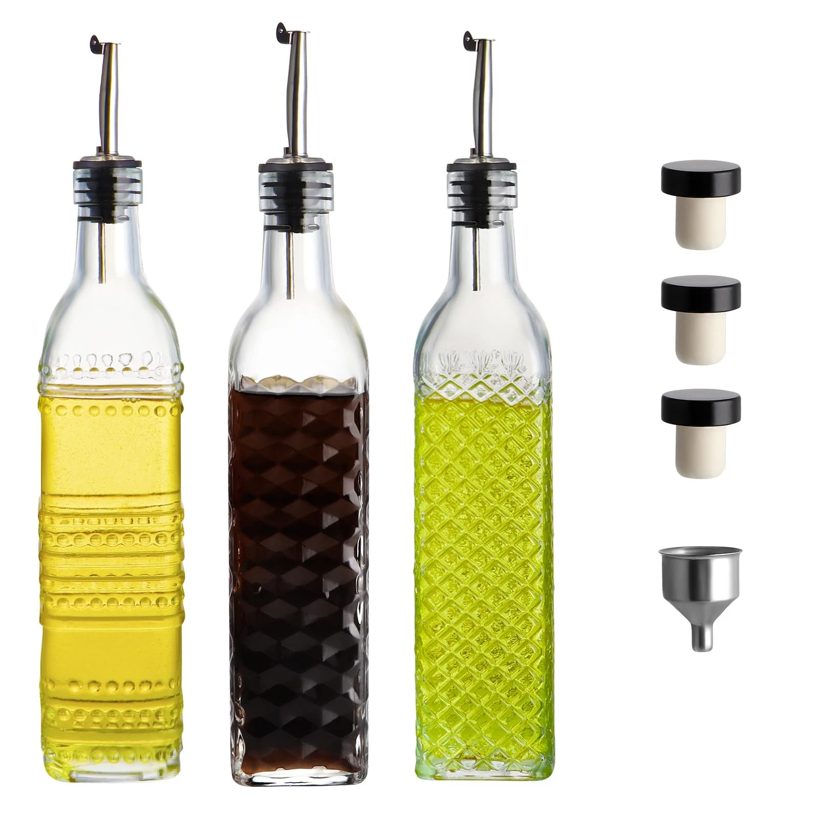 Olive Oil Dispenser Bottle for Kitchen,17oz Clear Glass Cooking Dispensers