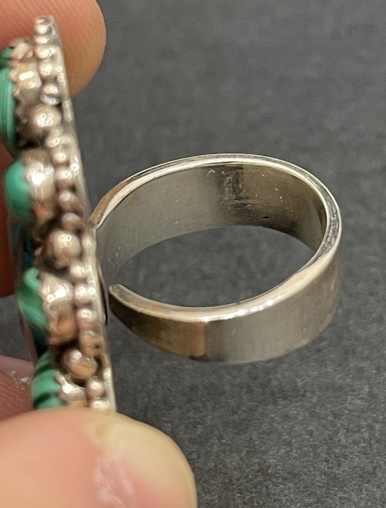 Malachite Cluster Ring Sterling Silver Center Sto… - image 11