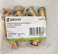 10 StüCk Geka Schlauchverbinder Messing 25Mm