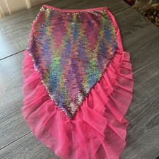 Wonder Nation Girls Sequin Pink Mermaid Tail Large 10/12 Plus Swim Cover up EUC