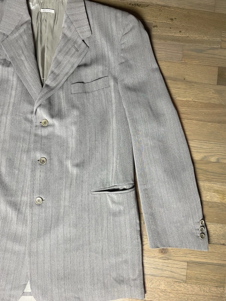 Vestimenta SpA Italy Blazer Gray Men’s Sz 46 R 56 IT Striped Sport Coat New Wool - Image 4 of 4