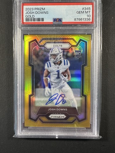 2023 JOSH DOWNS PRIZM GOLD AUTO RC /10 PSA 10