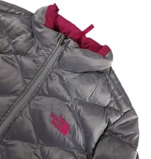 The North Face Girls 550 Full Zip Up Down Puffer Jacket Size L 14-16 Pink  Gray