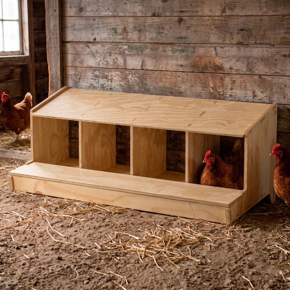 Pondoir Classic en bois à 4 compartiments pour Poules (.fr) - Photo 1/4