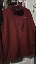 Columbia Sportswear Jacket Mens Large Red Hard Shell Zip Up Outdoor Waterproof 