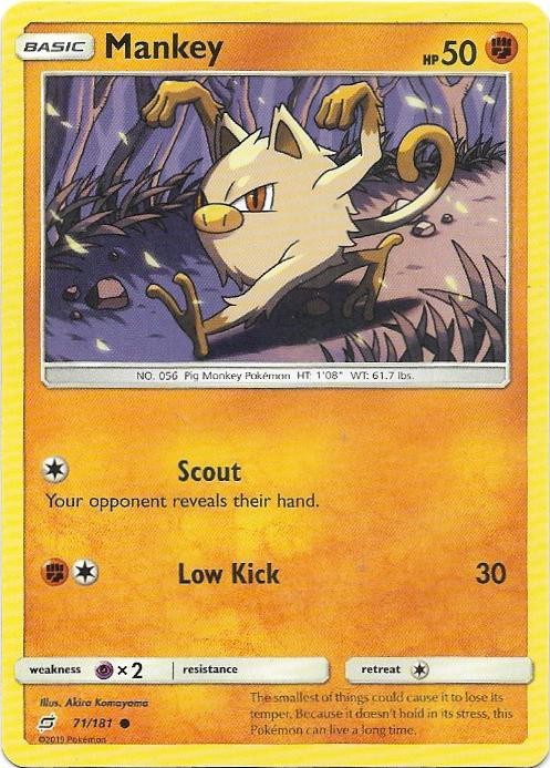 Mankey 71/181 Common Team Up Pokemon Near Mint