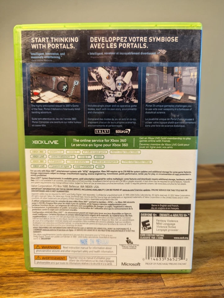 Portal 2 (Microsoft Xbox 360, 2011) Complete W/Manual, CIB - Tested - Image 3 of 4