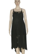 Urban Outfitters Embroidered Floral Mesh High Low Black Tunic Dress Slip New S