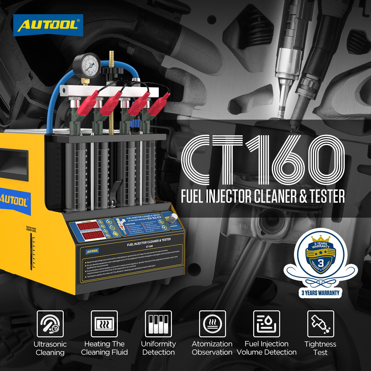 Ultrasonic Fuel Injector Tester Cleaner Petrol Car Nozzle Heated