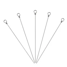 Dr.Fish Lot 30 Fishing Spinner Shaft Looped Wire Stainless Steel Bass Trout