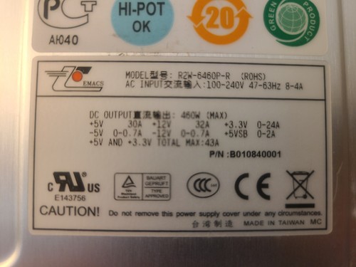 EMACS R2W-6460P-R 460w Power Supply - Picture 4 of 4