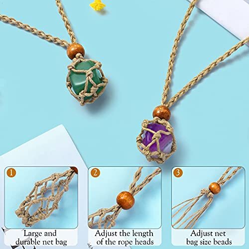 6 Pieces Necklace Cord Empty Stone Holder Empty Necklace Holder Quartz Beige