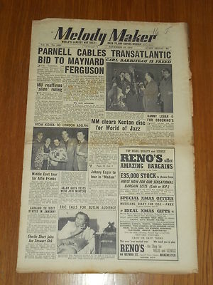 MELODY MAKER 1952 #1002 NOV 29 JAZZ SWING PARNELL BARRITEAU DANNY LEVIN GERALDO