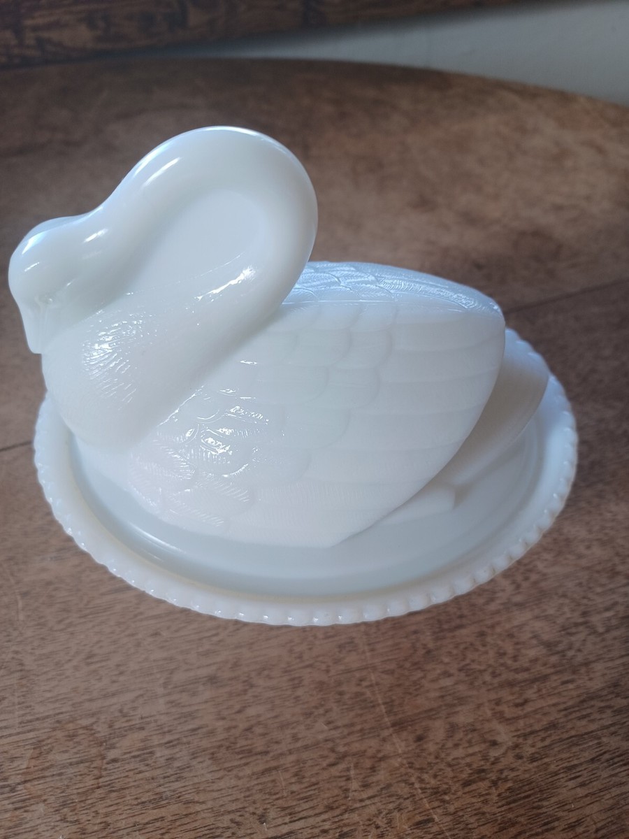 小物 WILD SWANS minas Vintage Westmoreland White Milk Glass 5 1/4” Swan on Nest (with