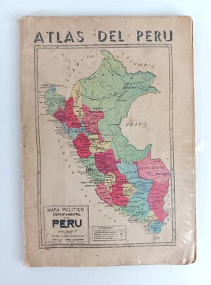 #ad VINTAGE Mapa Politico del Peru Departamental 1971 Atlas $13.56