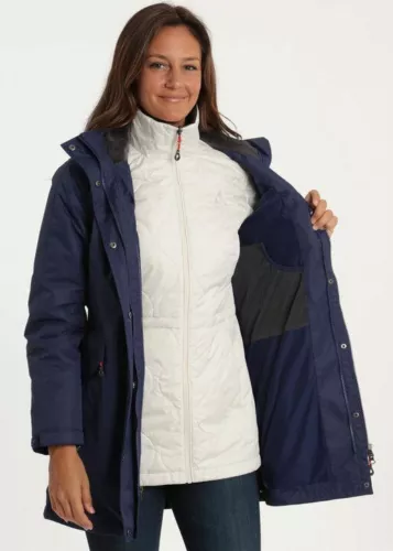 Womens 3 in 1 systems Jacket, Insulated Liner, Removable Hood, Jacket, Coat Navy