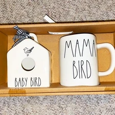 New Rae Dunn "Baby Bird" Birdhouse and "Mama Bird" Mug Set VHTF