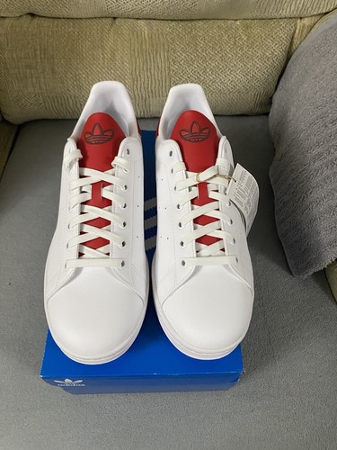 Adidas Originals Stan Smith weiß rot Turnschuhe Schuhe neu im Karton Größe 9,5 UK Herren ID1979 - Bild 7 von 19