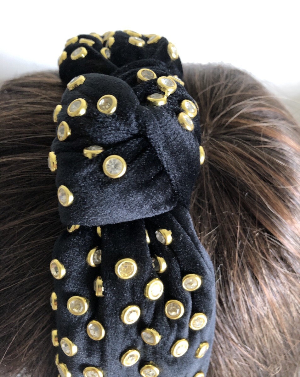 Lele Sadoughi Black Velvet Crystal Knotted Headband NWOT | eBay display picture 3