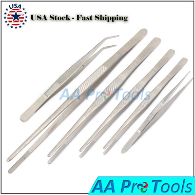 Plating Tweezers 4 Pc Set/Tongs Serving/Stainless Steel/Kitchen Tools/Chef/Food