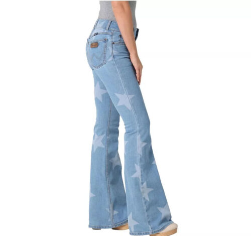 Wrangler Flare Jeans Womens 31x34 Mae Retro Star Patriotic Light Wash Rodeowear