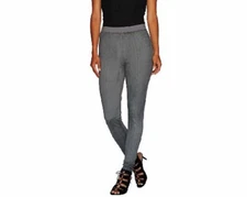 H by Halston Womens Size 2X Pull-On Leggings Gray Faux Suede & Ponte Knit Pants