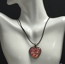 Acrylic Pour Heart Pendant On￼ A Leather Cord