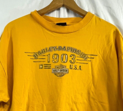 ◆Harley Davidson◆ EST 1903 Short Sleeve T-Shirt Khaki HH15 Harley Davidson Mens 2XL Short Sleeve T Shirt Van Nuys 1903