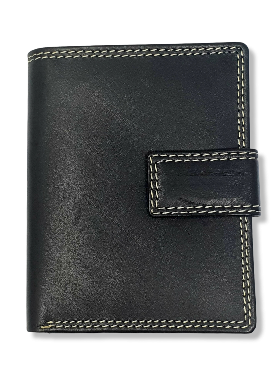 Portafoglio Liscio Uomo In Pelle Nero | Barone Firenze