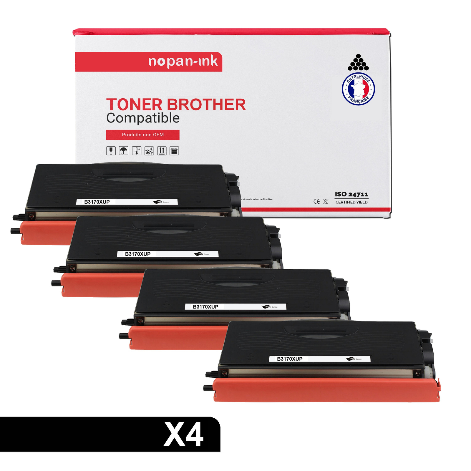 Toner TN3280 XXL Noir Pack 4 NOPAN-INK Idéal pour Impression de Contrats et Factures