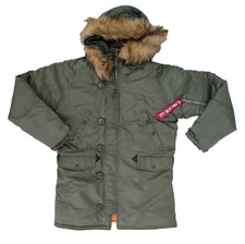 N3B parka for Extreme Cold Weather Fur Hood and Water Resistant Exterior Shell