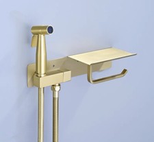 Brushed Gold Handheld Toilet Bidet Sprayer Set Conbine Paper Storage Holder