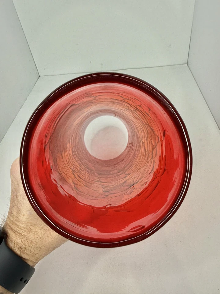 Vintage MCM Blenko Glass Tangerine 990 Hurricane Shade & 990a Candle Holder - Image 2 of 4