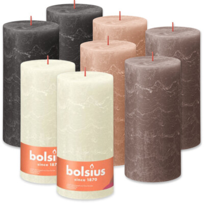 4er Set Bolsius XXL Rustik Stumpenkerzen 200x100mm Rustic Shine Kerzen 2.Wahl