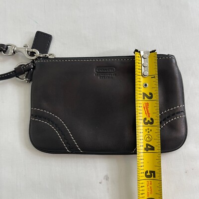 Vintage Coach Leather Wristlet Pouch Black Coin Purse Clutch