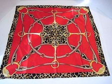 Classic EQUESTRIAN Multicolored 100 Silk Scarf 21"x 21", NEW