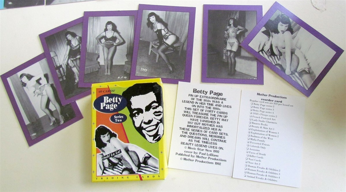 BETTY PAGE 1992 VINTAGE TRADING CARDS set w/ BOX PUZZLE BACK | eBay