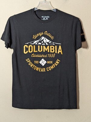 Columbia Sportswear Company ''Always Outside'' Black Graphic Tshirt Men Sz Medium 