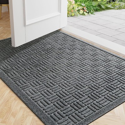 Mibao Front Door Mat Indoor Outdoor Entrance, 29.5'' x 17'', Grey 