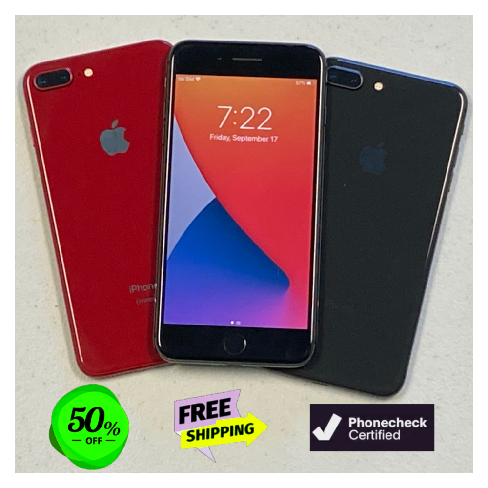 Apple iPhone 8 Plus 64GB Unlocked - Red, Silver, Gray - Very Good