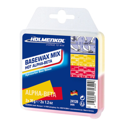 Holmenkol Basewax Mix Hot Alpha-Beta Hydrocarbon Basis Heißwachs 2x35g Art 24128